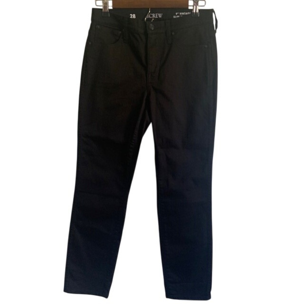 J Crew Black 9" Vintage Slim Straight Jeans 28 High Rise Minimalist Casual Denim